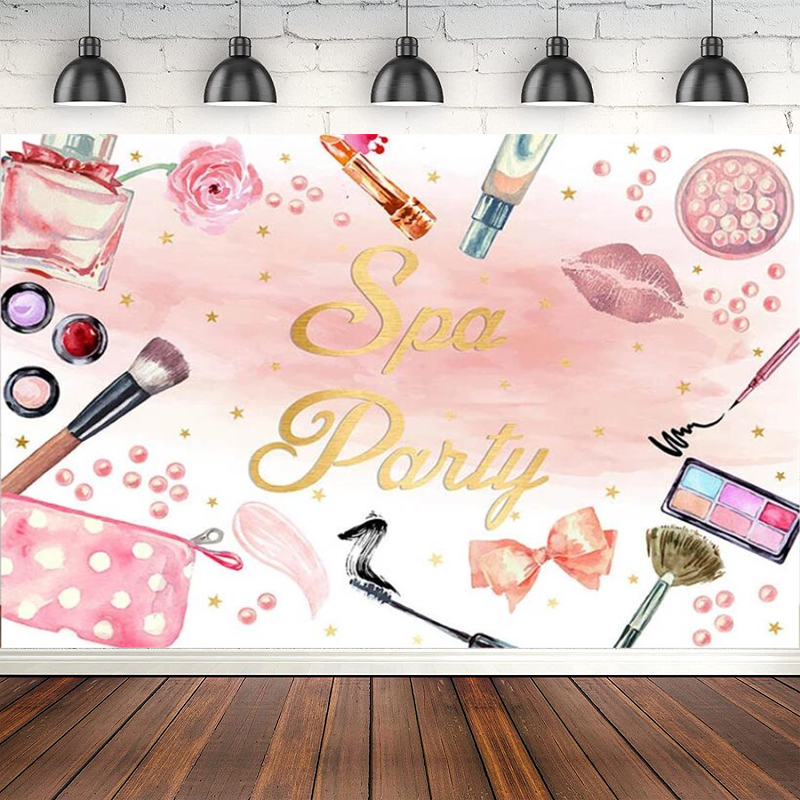 Beauty Makeup Girl Photo - Photography Backdrop Pink Beauty MakeUp Spa