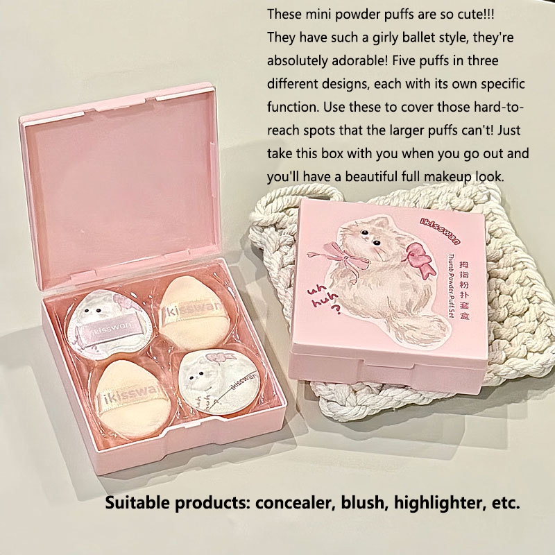 5Pcs Cute Mini Finger Puff Set - Beauty Makeup Tools Set review and price
