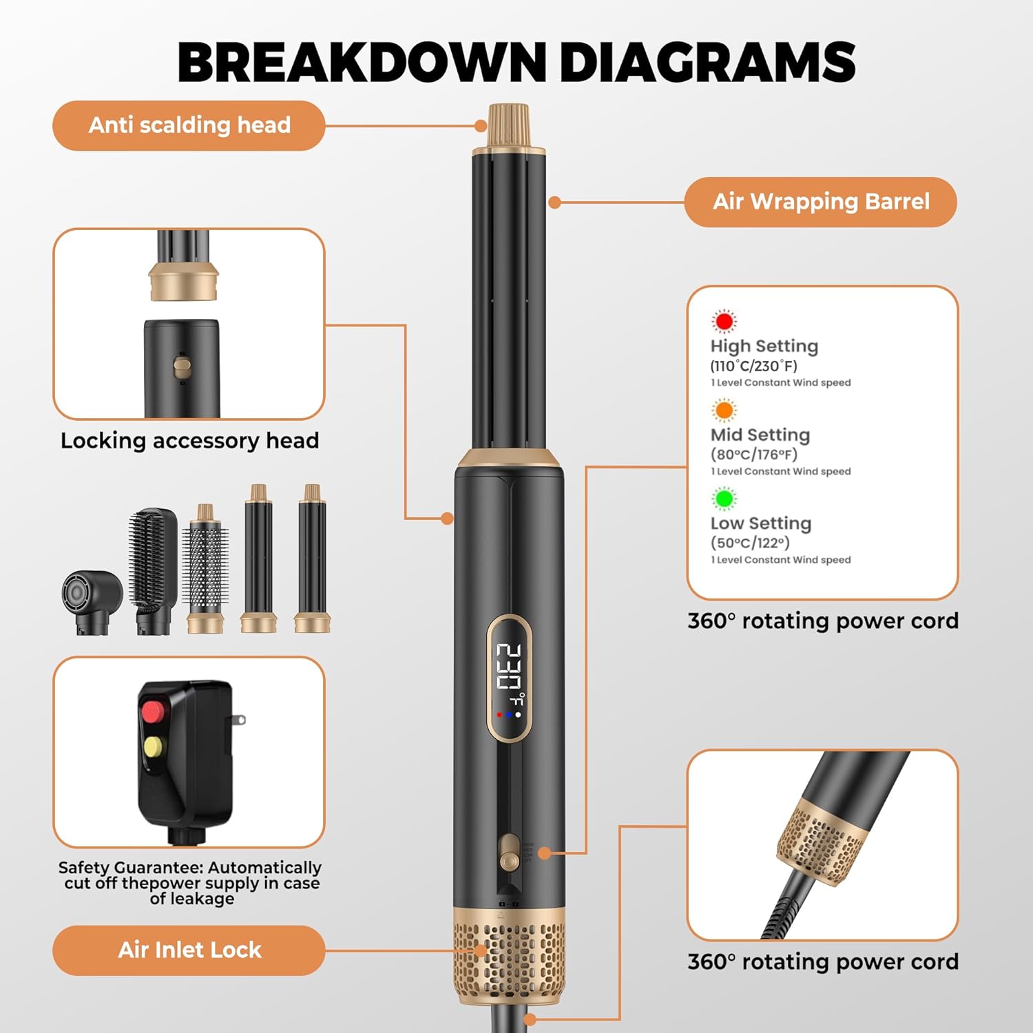 5 in 1 Blow Dryer Brush, Upgra - Hair Curling Wand review and price